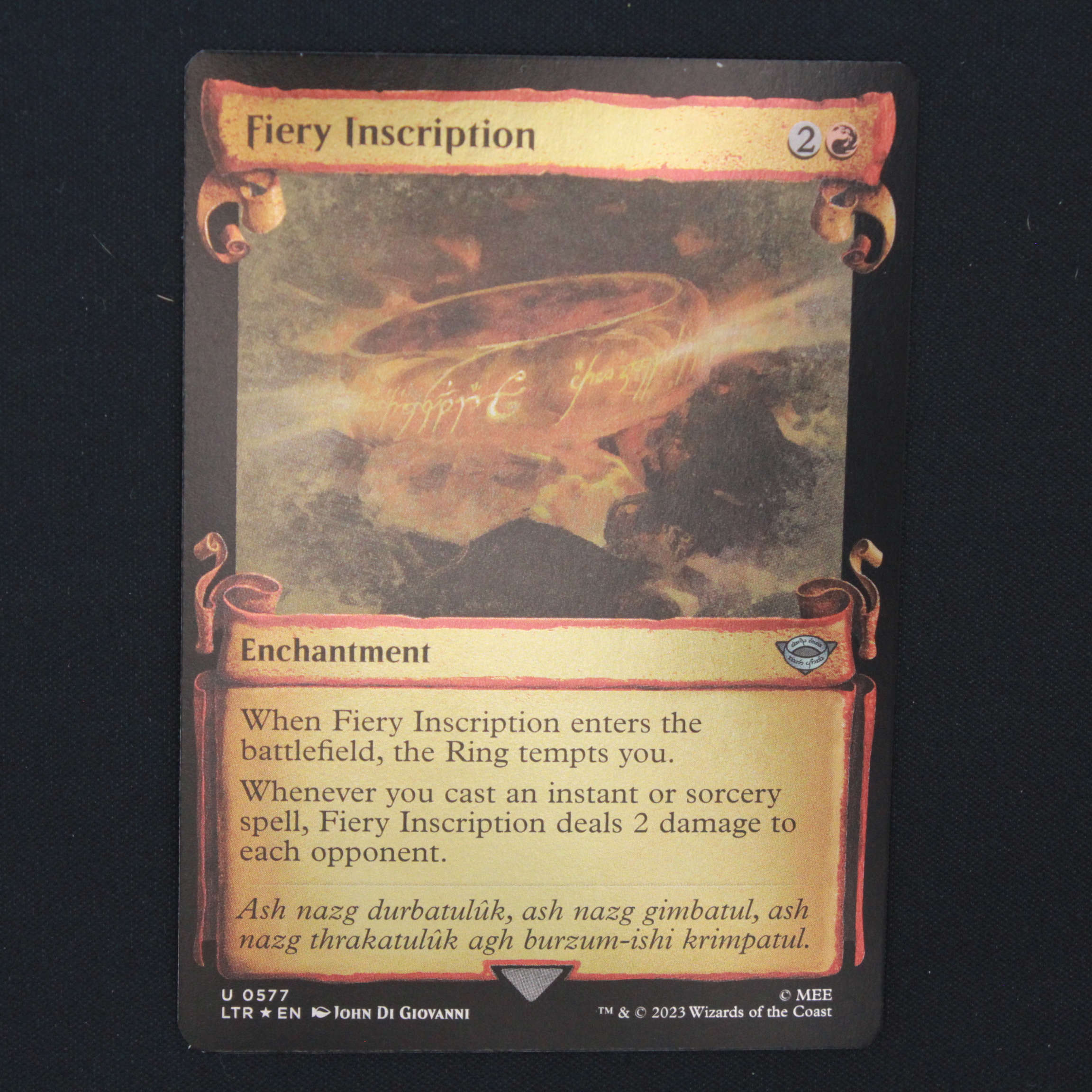 Fiery Inscription Showcase Scrolls FOIL MTG Lord of the Rings Uncommon 577 NM